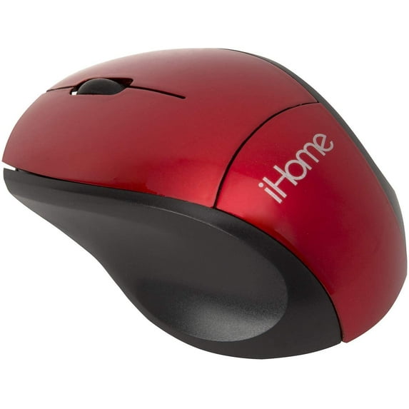iHome Wireless Travel Mouse with Scroll Wheel and 2 Buttons Mac and PC Compatible Red