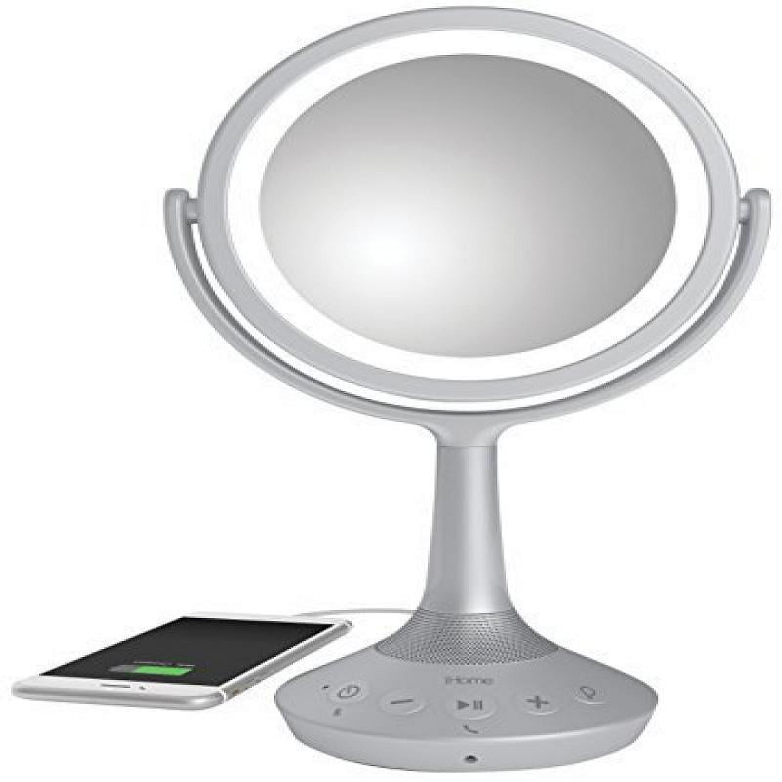 iHome iCVBT5 6 Double sided Vanity Mirror with Bluetooth Audio Speakerphone and USB Charging Silver