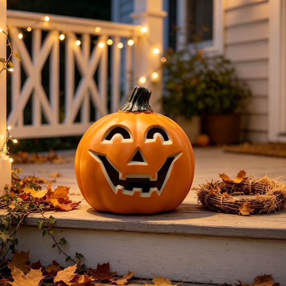 iHomeGarden 6 Inch Battery Operated Pumpkin Light Jack O Lantern - Halloween Decor For Indoor Outdoor Use