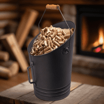 iHomeGarden Ash Pellet Bucket - 2.64 Gallon Metal Swamp Bucket Container Steel Bin for Hot Firewood - Convenient Ash Disposal with Handle