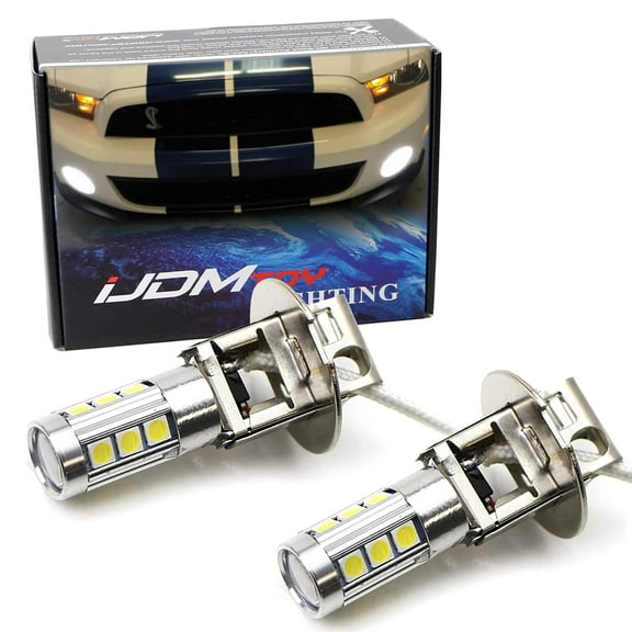 iJDMTOY (2) 6500K Xenon White 13-SMD H3 LED Replacement Bulbs Compatible With Car Fog Lights Driving Lamps