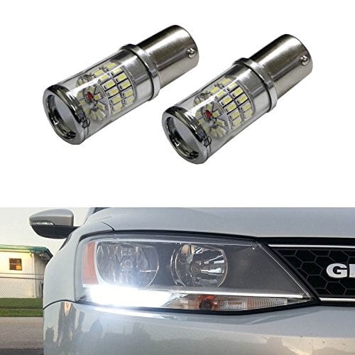 iJDMTOY (2) CANbus Error Free Xenon White 1156 Mirror Reflector LED Bulbs Compatible With Volkswagen: 2011-2017 MK6 Jetta Daytime Running Lights