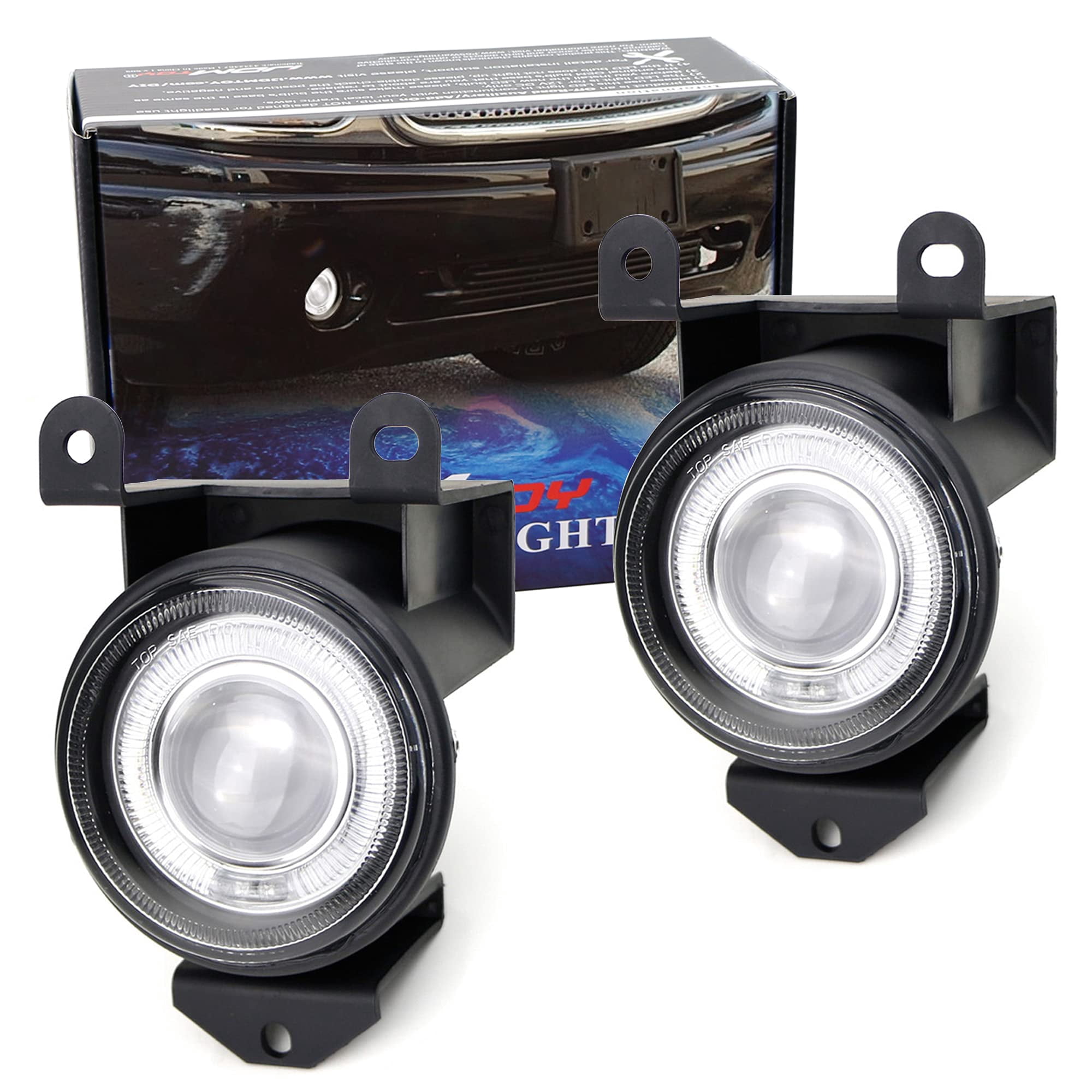 Projector Fog Lights With LED Halo Rings - For 2001-2006 GMC Yukon Denali & Sierra 1500