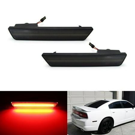 iJDMTOY (2) Smoked Lens Rear Side Marker Lamps with 36-SMD Red LED Lights For 2008-2014 Dodge Challenger, 2011-2014 Dodge Charger
