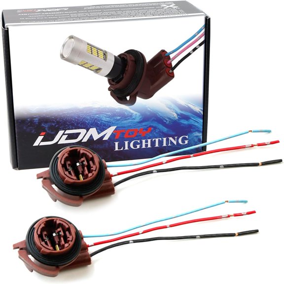 iJDMTOY 3157 Pre-Wired Harness Sockets As Repair, Replacement, Install LED Bulbs Compatible with Turn Signal Lights, DRL Lamps or Brake/Tail Lights