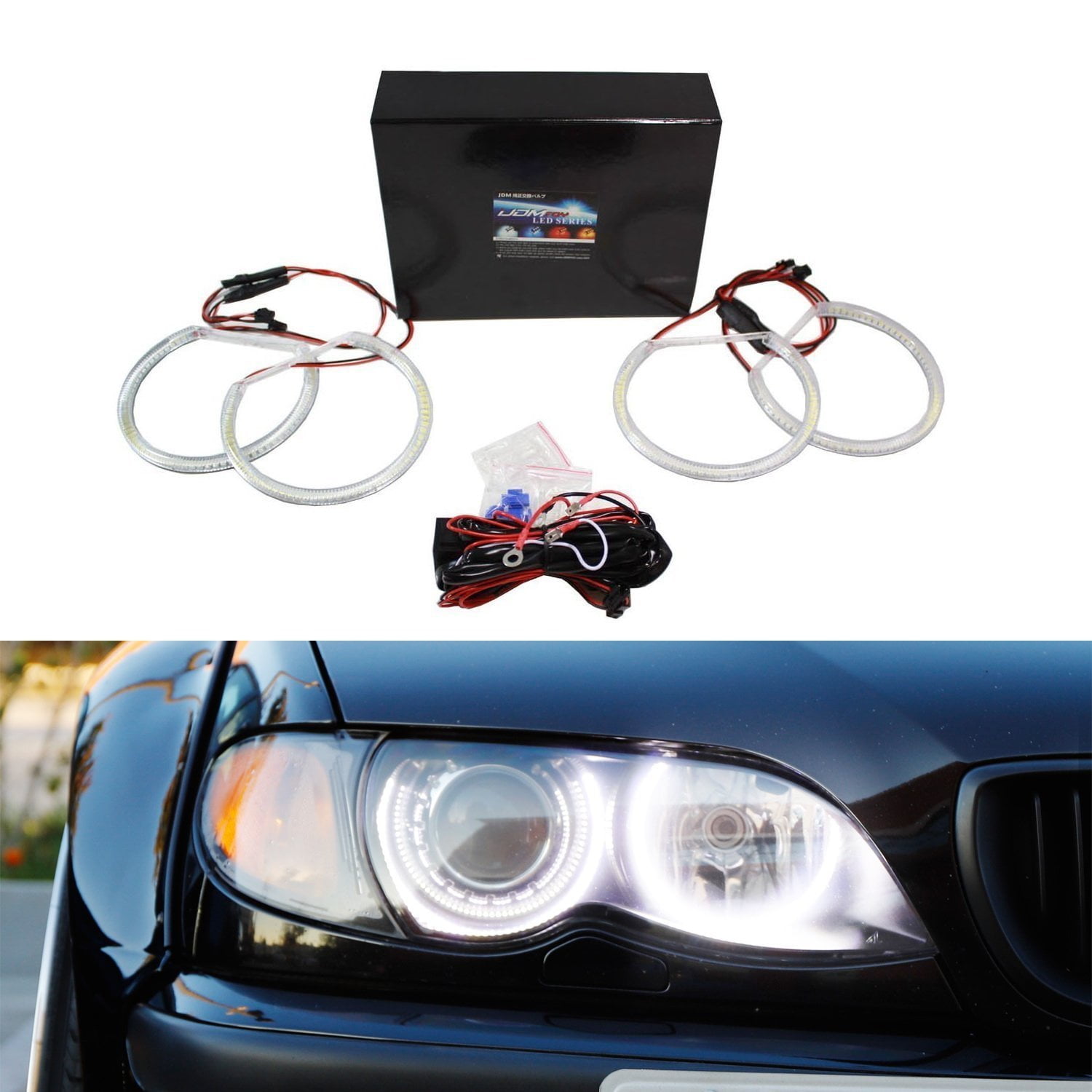 Amazon.com: Qasim Angel Eyes Halo Rings Cotton Lights 12V 110MM RGB LED  Universal for Car Scooter Motorcycle DRL Turn Signal Light APP Bluetooth  Control Multi-Color 2-Pack : Automotive