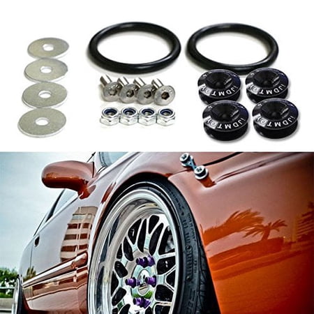 iJDMTOY Black Finish JDM Quick Release Fasteners For Car Bumpers Trunk Fender Hatch Lids Kit
