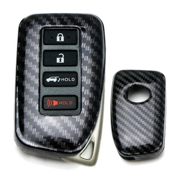 Gloss Finish Black Carbon Fiber Pattern Hard Shell Key Fob Cover Case, For 2nd Gen Lexus is ES GS RC NX RX LX 200 250 350 4-Button Smart Key Fob