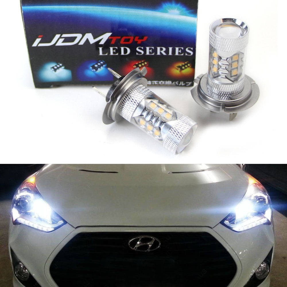 iJDMTOY Max 80W High Power Q5 Type H7 LED Bulbs Compatible With Hyundai Genesis Sonata Veloster Accent on High Beam Daytime Running Lights