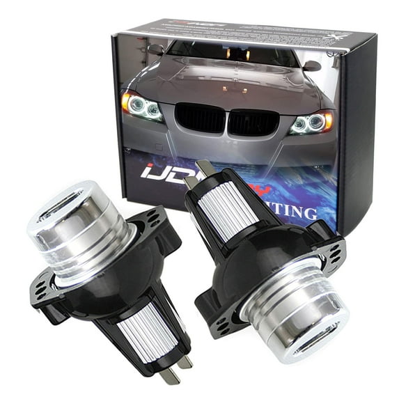 iJDMTOY White LED Angel Eye Bulbs Compatible with BMW E90 E91 325i 330i Pre-LCI, Powered by 2-Piece 3W 7000K Xenon White LED Diodes
