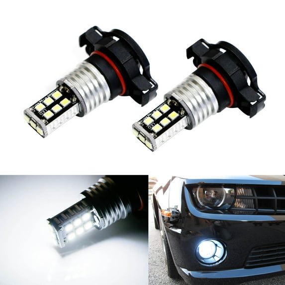 iJDMTOY Xenon White 15-SMD High Power 5202 5201 2504 PSX24W LED Bulbs Compatible With Daytime Running Lights (DRL) or Fog Lamps
