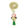thumbnail image 1 of iJewelry2 Ancient Egyptian Afro-American Colored ANKH Cross with Africa Motif Gold Tone Cuban Chain Pendant Necklace 20'', 1 of 5