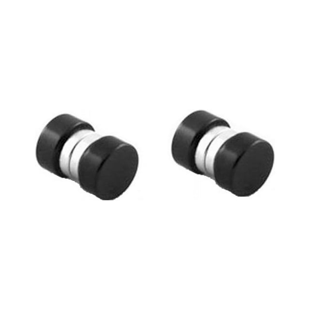 iJewelry2 Black Illusion Flesh Tunnel Plug Magnetic Stainless Steel Earrings 6mm