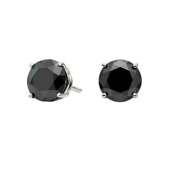 iJewelry2 Black Round Cut CZ Sterling Silver Basket Set Stud Earrings 6mm