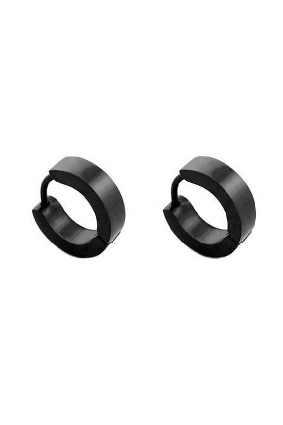 Black Stainless Steel Huggie Hoop Earrings