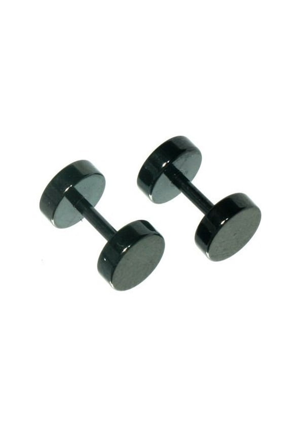 Black Stainless Steel Illusion Tunnel Plug Expander Earrings 10mm
