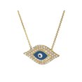 thumbnail image 1 of iJewelry2 Blue Evil Eye Charm Pendant with Clear CZ in Gold-Plated Sterling Silver Necklace 16+1" Extender, 1 of 1