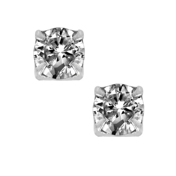 iJewelry2 Clear Round Cut Zirconia Sterling Silver Magnetic Studs 5mm