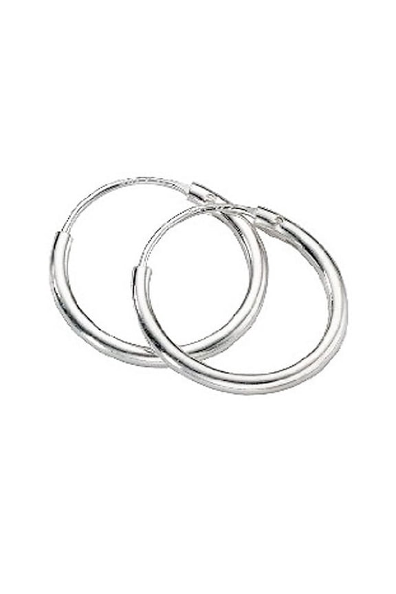 Continuous Endless Hoop Round Circle Small Sterling Silver Earrings 12mm