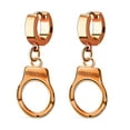thumbnail image 1 of iJewelry2 Dangle Handcuff Rose Tone Stainless Steel Unisex Huggie Hoops Earrings, 1 of 1