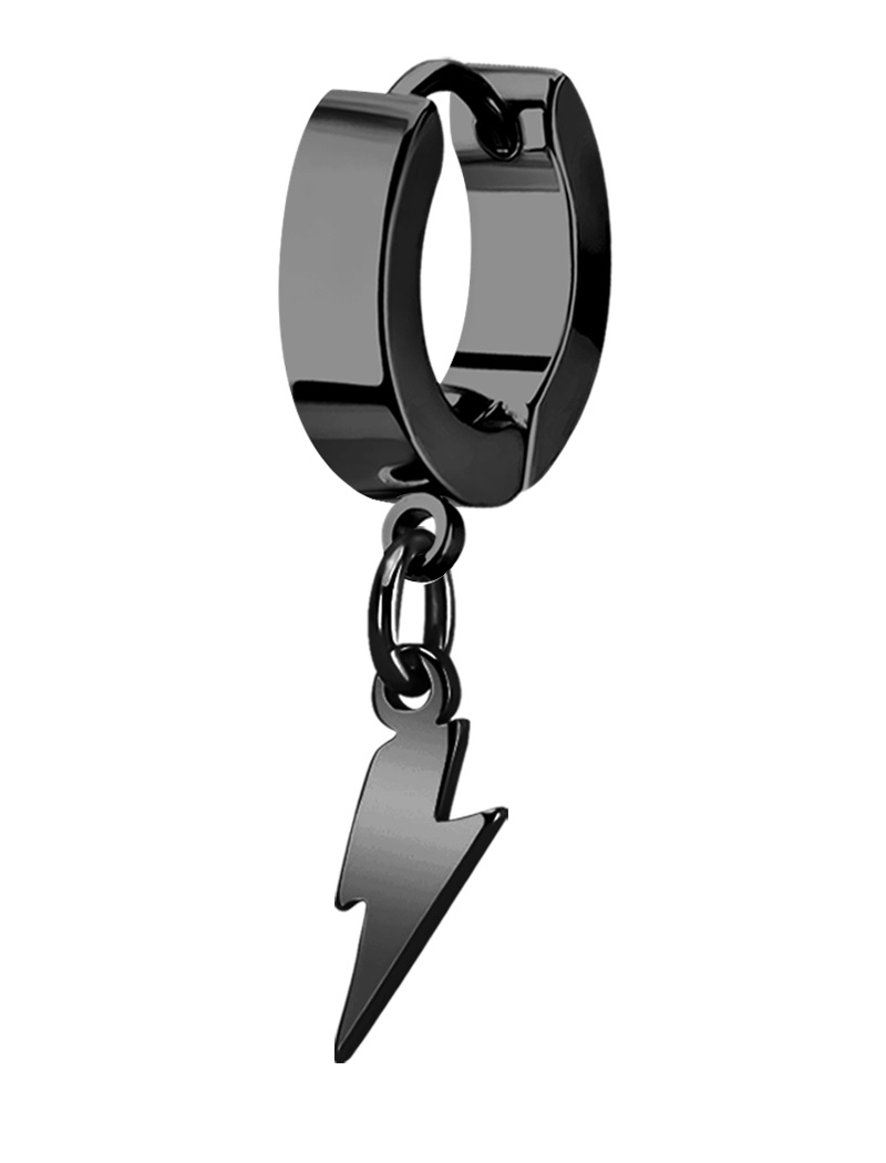 iJewelry2 Dangling Lightning Bolt Thunder Black tone Stainless Steel Huggie Hoop Helix Earring Walmart