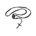 thumbnail image 1 of iJewelry2 Fashion Black Crystal and Synthetic Glass Rosary Beads Chain Necklace 24", 1 of 2