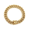 thumbnail image 1 of iJewelry2 Gold Plated 12mm Shiny Clear Crystals Urban Cuban Links Bracelet 8.5'', 1 of 5