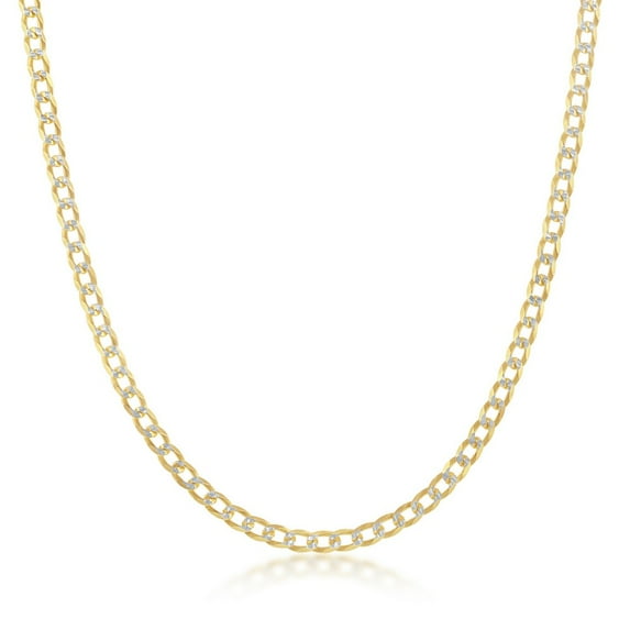 iJewelry2 Gold Plated Sterling Silver 3mm Cuban Diamond Cut Links Chain Necklace 18''