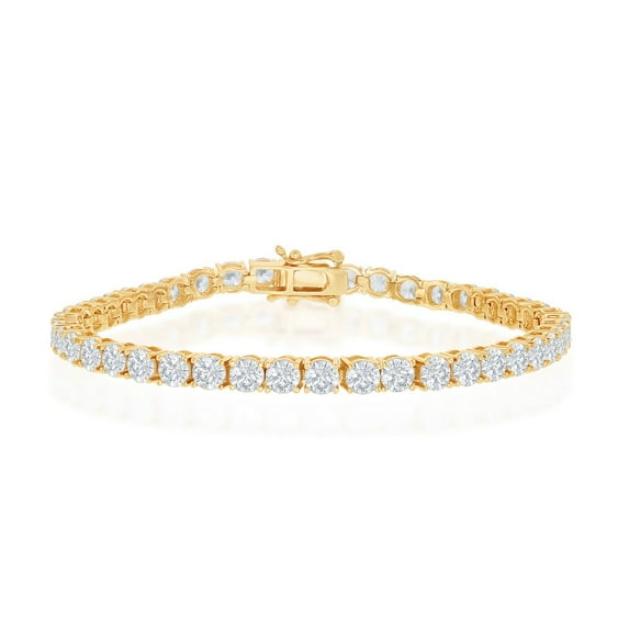 iJewelry2 Gold Plated Sterling Silver 4mm Prong-Set Round CZ Bridal Tennis Bracelet