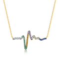 thumbnail image 1 of iJewelry2 Gold Plated Sterling Silver Rainbow Multicolor CZ Love Heartbeat Pendant Necklace 18'', 1 of 1