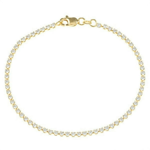 iJewelry2 Gold Plated Sterling Silver Thin Clear CZ Bridal Tennis Bracelet