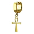 thumbnail image 1 of iJewelry2 Gold Tone Stainless Steel Dangling Egyptian Ankh Cross Huggie Hoop Earring, 1 of 1