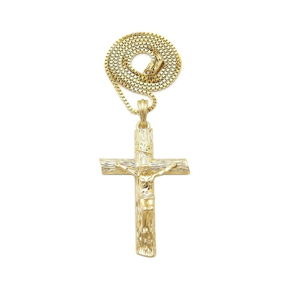 iJewelry2 Gold-tone Crucifix Cross Pendant Box Chain Necklace 16''
