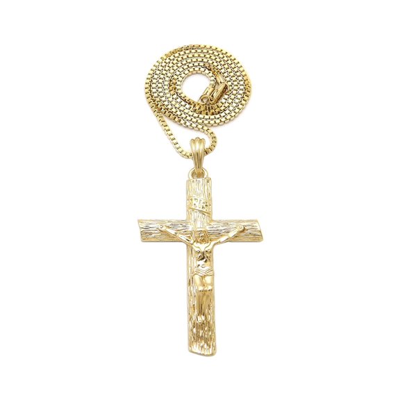 iJewelry2 Gold-tone Crucifix Cross Pendant Box Chain Necklace 24''