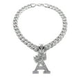 thumbnail image 1 of iJewelry2 Kings and Queens Crowned Initial Letter A Crystals Pendant Silver-tone Cuban Linked Chain Necklace, 1 of 3
