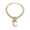 thumbnail image 1 of iJewelry2 Kings and Queens Crowned Initial Letter C Crystals Pendant Gold-tone Cuban Linked Chain Necklace, 1 of 3