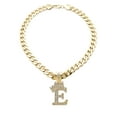 thumbnail image 1 of iJewelry2 Kings and Queens Crowned Initial Letter E Crystals Pendant Gold-tone Cuban Linked Chain Necklace, 1 of 3