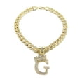 thumbnail image 1 of iJewelry2 Kings and Queens Crowned Initial Letter G Crystals Pendant Gold-tone Cuban Linked Chain Necklace, 1 of 3
