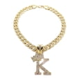 thumbnail image 1 of iJewelry2 Kings and Queens Crowned Initial Letter K Crystals Pendant Gold-tone Cuban Linked Chain Necklace, 1 of 3