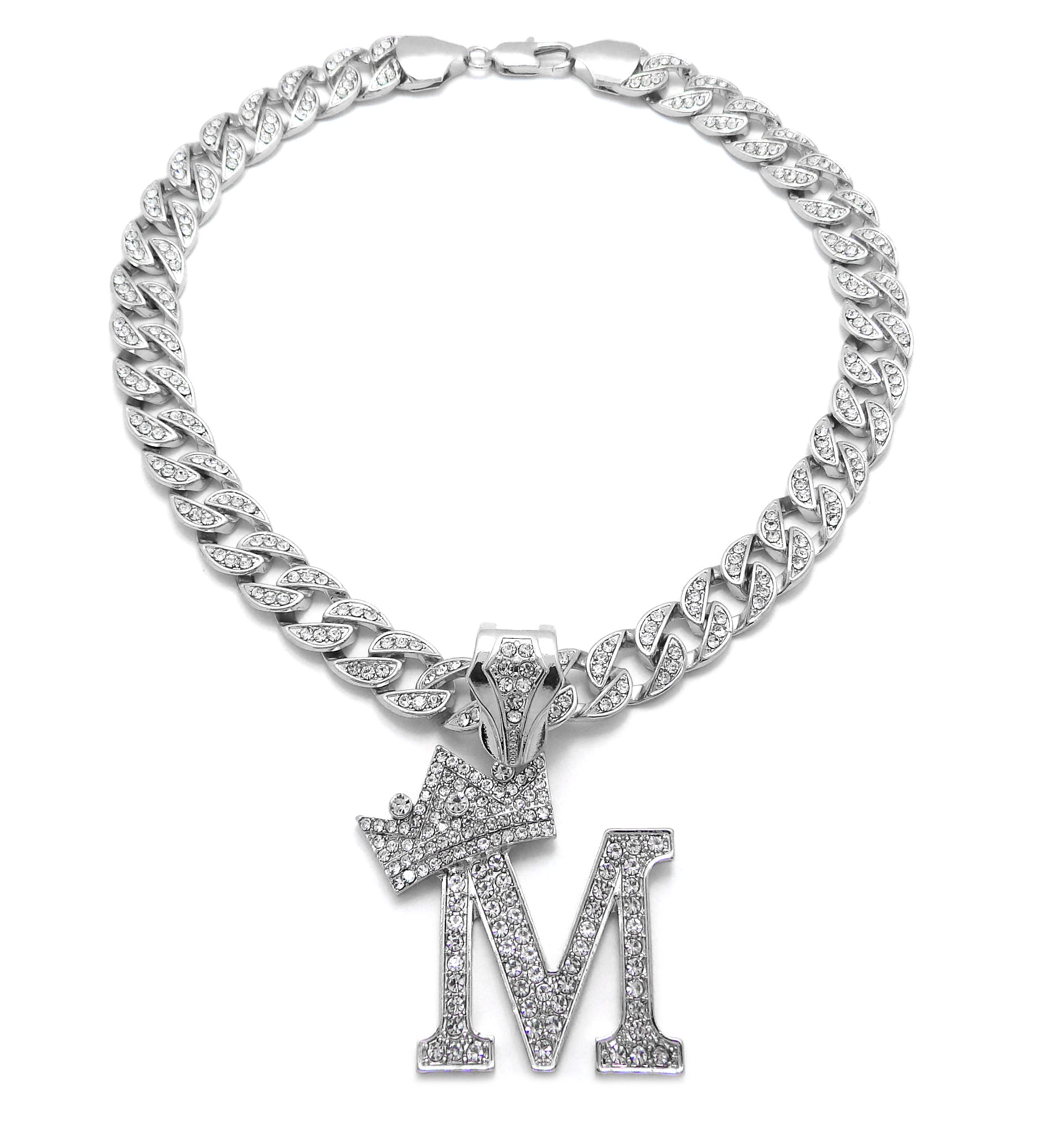 iJewelry2 Kings and Queens Crowned Initial Letter M Crystals Pendant ...