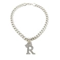 thumbnail image 1 of iJewelry2 Kings and Queens Crowned Initial Letter R Crystals Pendant Silver-tone Cuban Linked Chain Necklace, 1 of 3
