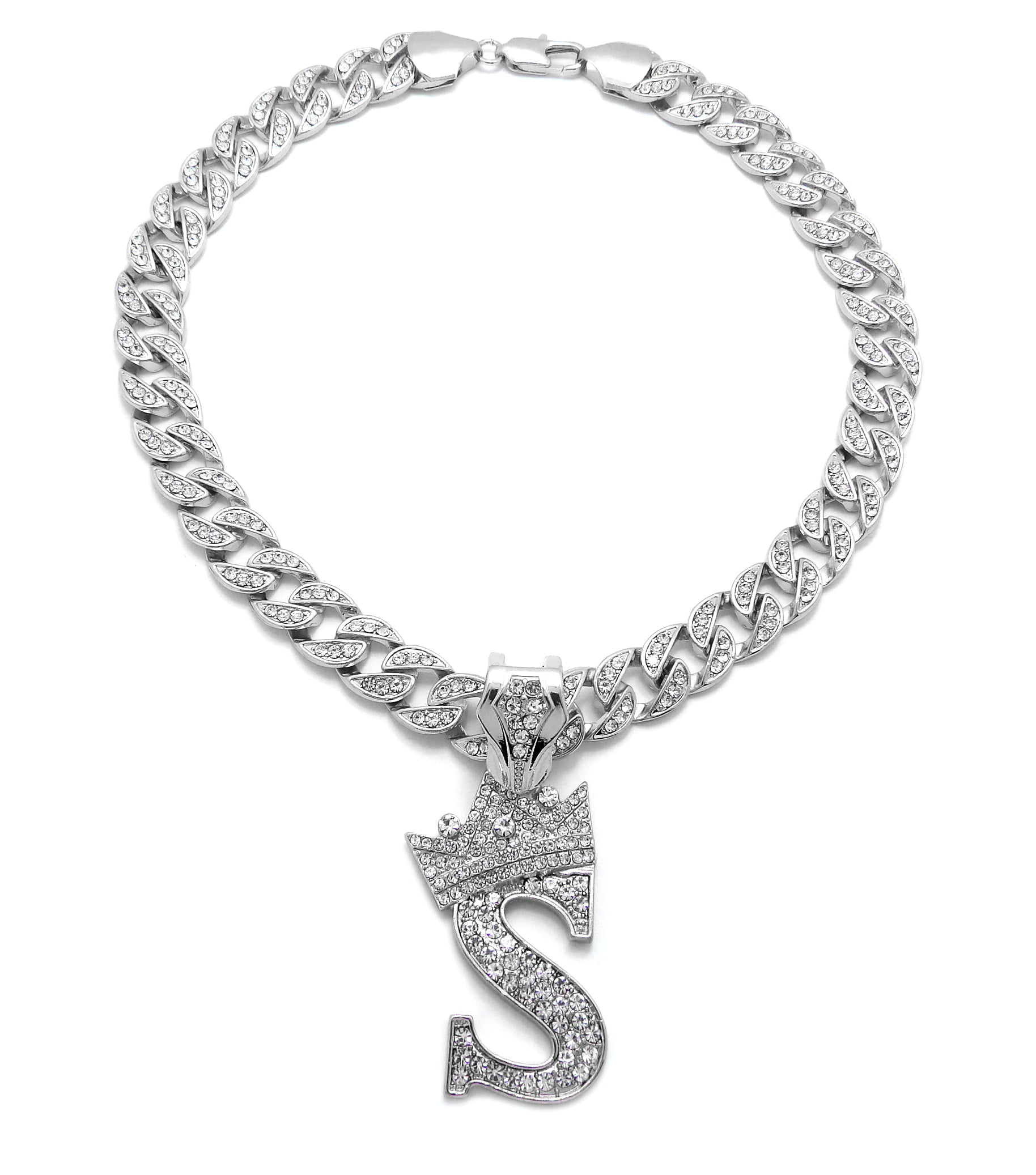 iJewelry2 Kings and Queens Crowned Initial Letter S Crystals Pendant ...