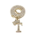 thumbnail image 1 of iJewelry2 Kings and Queens Crowned Initial Letter T Pendant Gold-tone CZ Tennis Chain Necklace 20'', 1 of 3