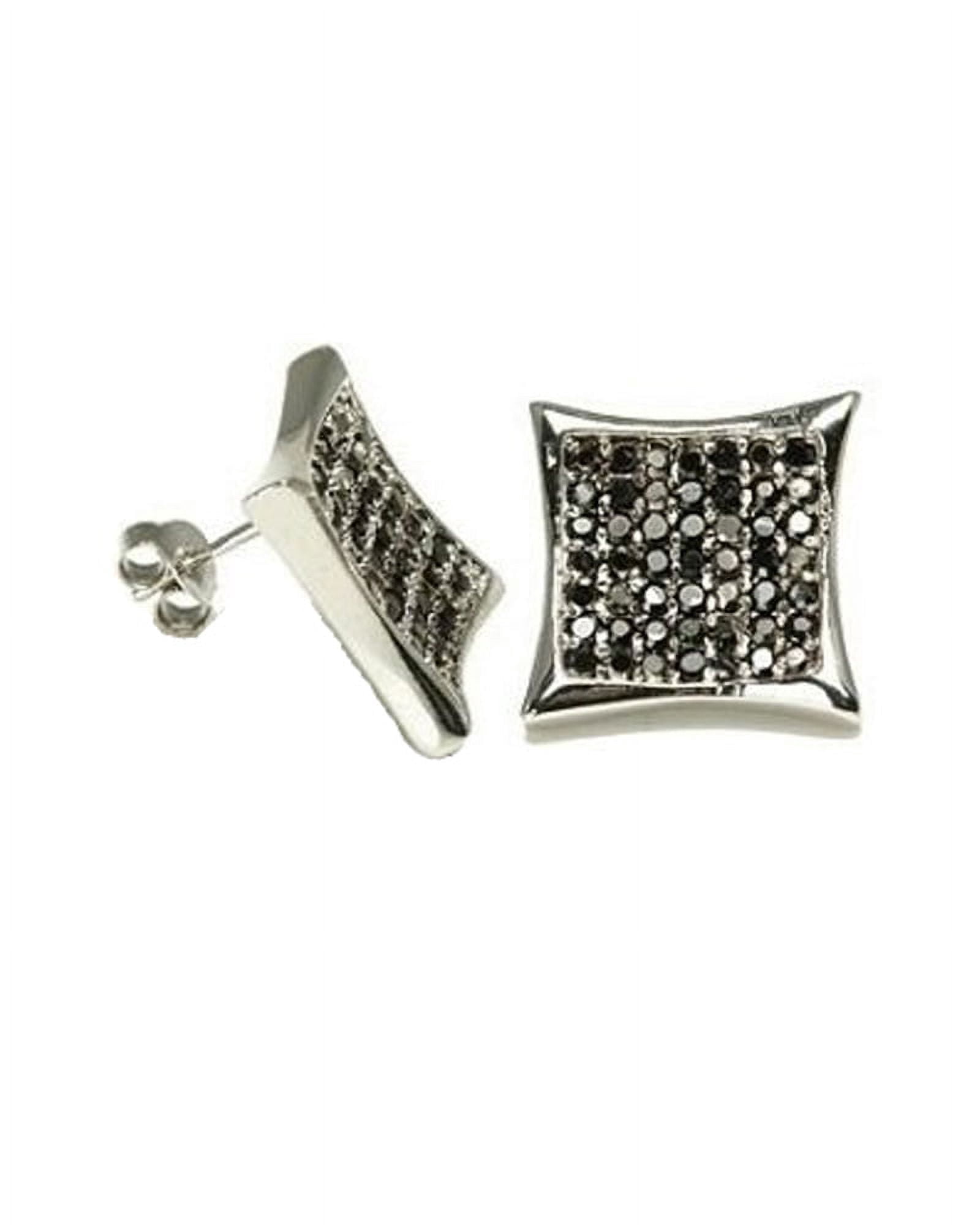 iJewelry2 Kite Shape Clear CZ Paved Black Tone Sterling Silver Stud Earrings