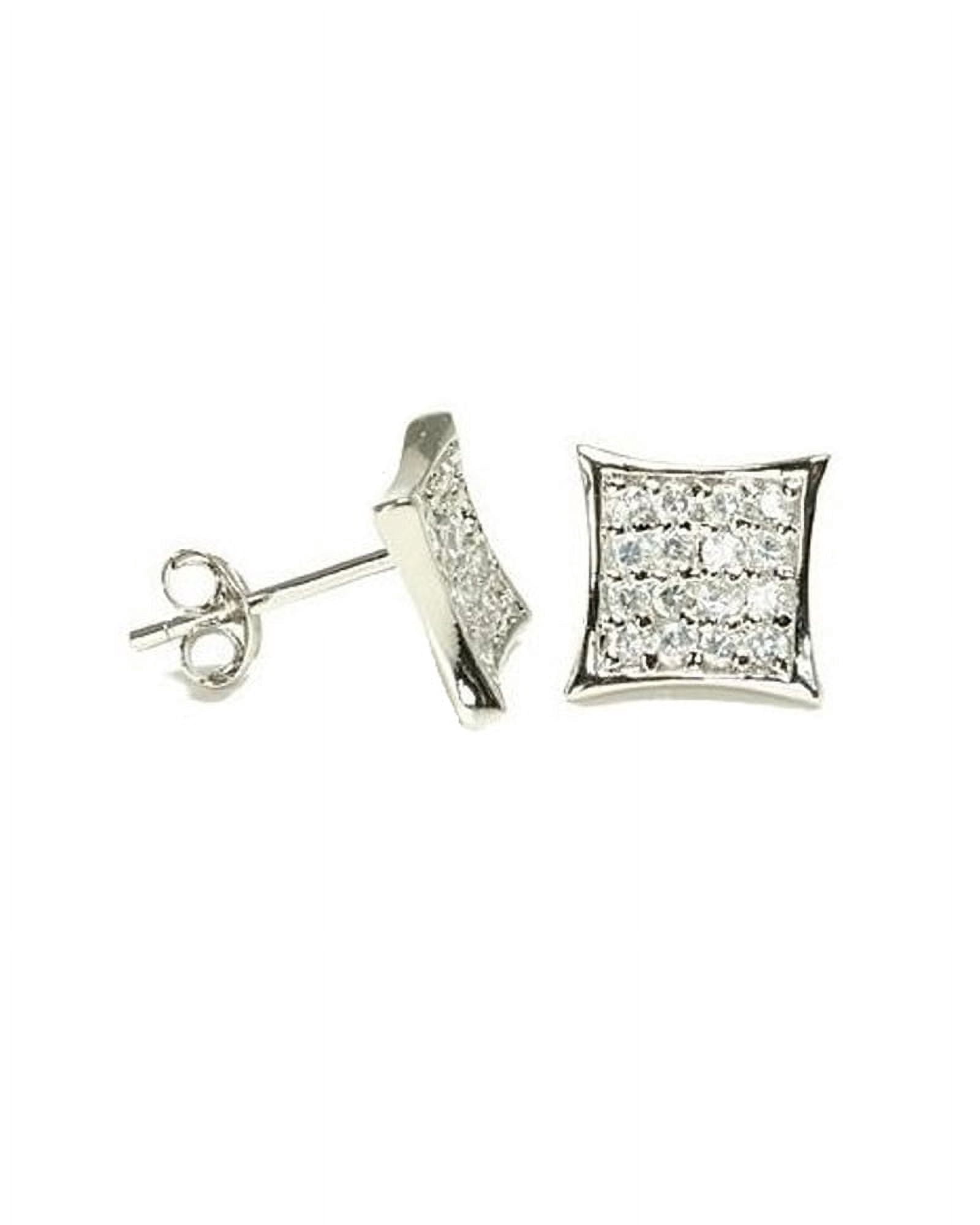 iJewelry2 Kite Shape Clear CZ Paved Sterling Silver Stud Earrings 11mm