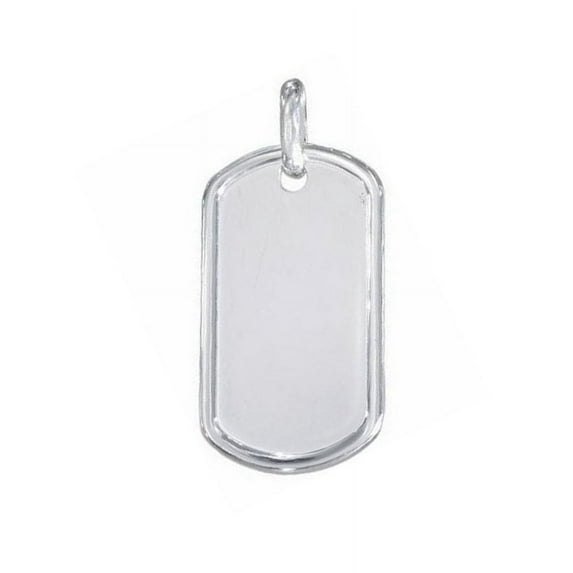 iJewelry2 Medium Dog Tag Plain Italian Sterling Silver Ridge Edge Pendant 2"