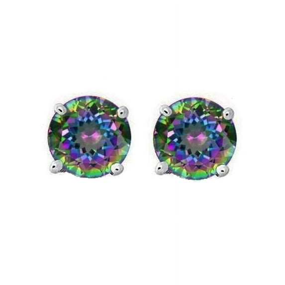 iJewelry2 Multi Color Round Cut CZ Sterling Silver Basket Set Stud Earrings 9mm