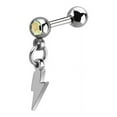thumbnail image 1 of iJewelry2 Multi-color Crystal Stud Dangling Lightning Bolt Stainless Steel Screw Ear Piercing 16g 1pc, 1 of 1