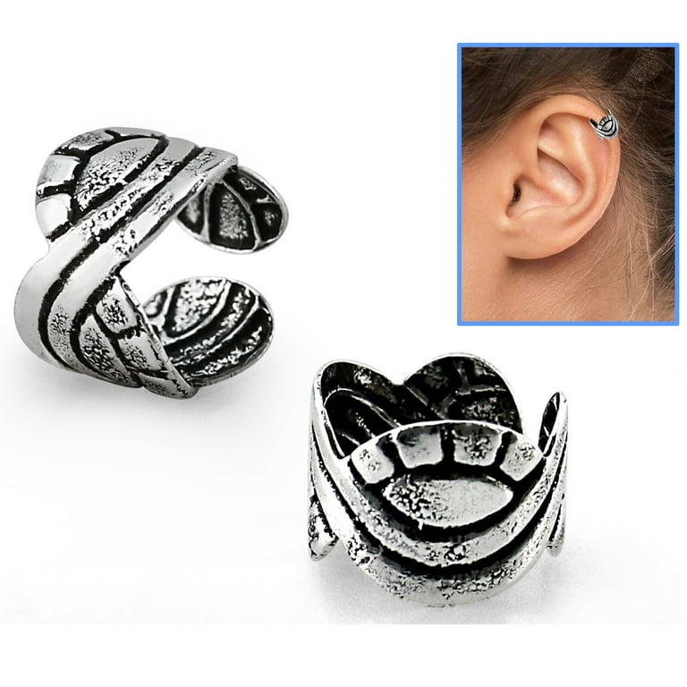 iJewelry2 New Tribal Design Sterling Silver Helix Ear Cuff Clip-on