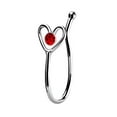 thumbnail image 1 of iJewelry2 Red Round Crystal Sterling Silver Illusion Stud Heart Shaped Nose Lip Non-piercing Bone Ring Clip, 1 of 2